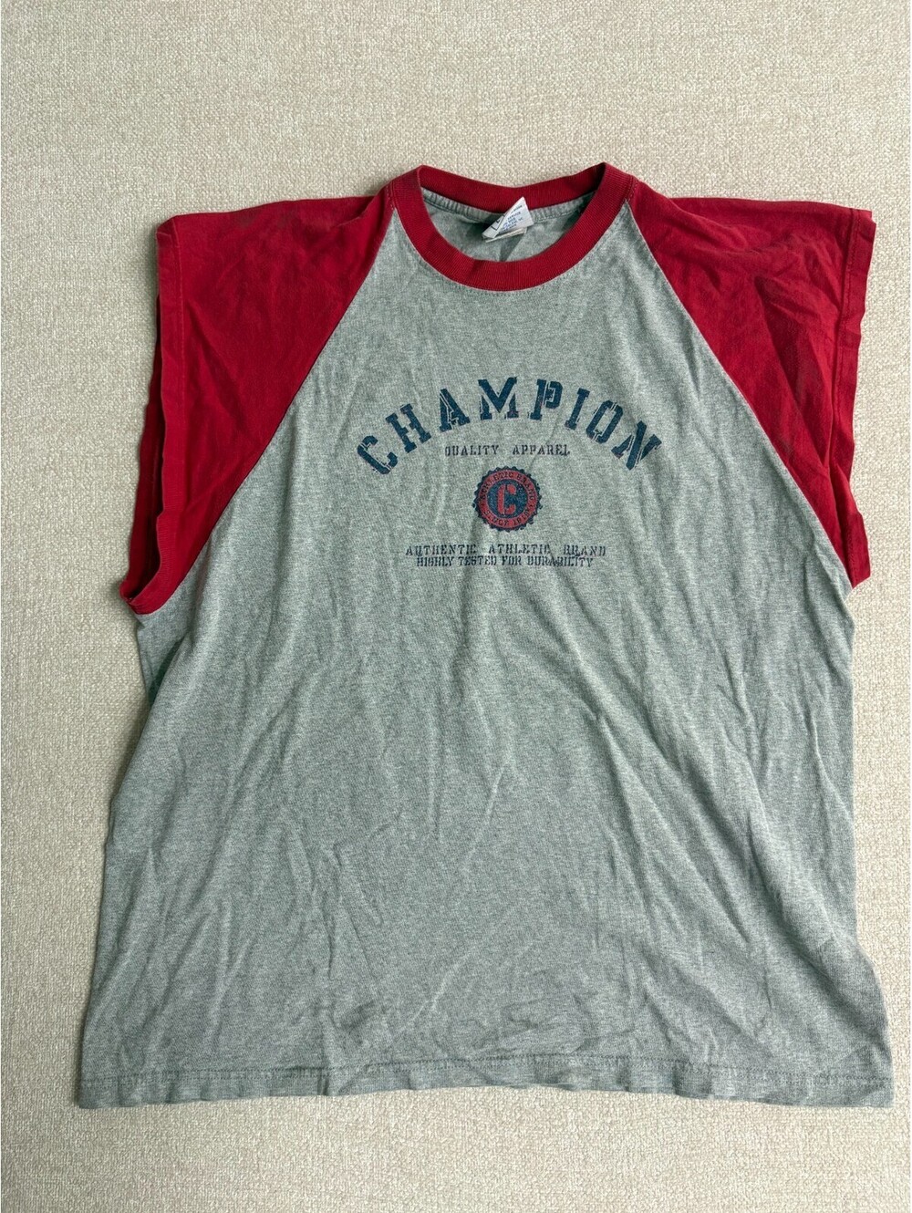 Vintage Champion Authentic Athletic Apparel Sleeveless Raglan Shirt Mens Large G